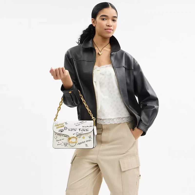 Chain Tabby Shoulder Bag With Sketch Print
