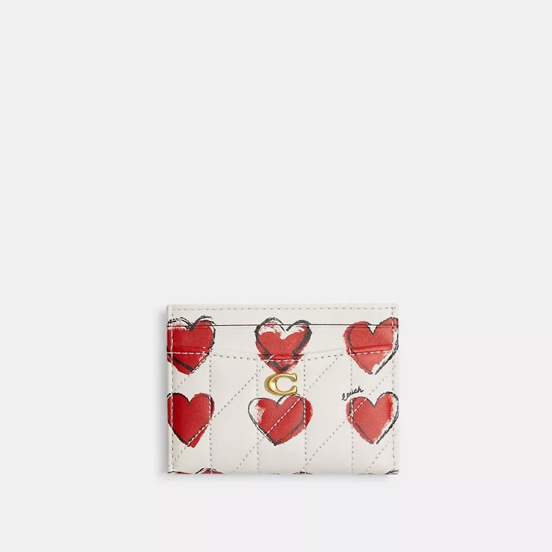 Essential Card Case With Quilting And Heart Print
