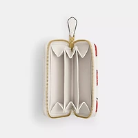 Essential Small Zip Around Card Case With Quilting And Heart Print