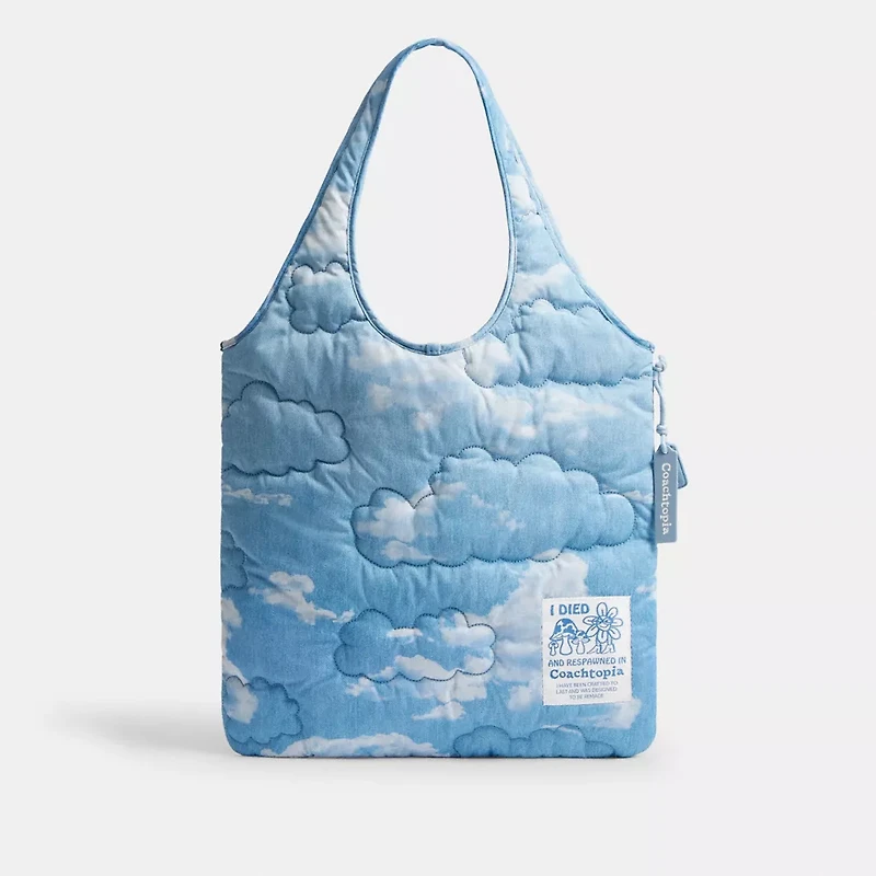 Coachtopia Loop Quilted Flat Tote With Cloud Print