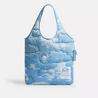 Coachtopia Loop Quilted Flat Tote With Cloud Print