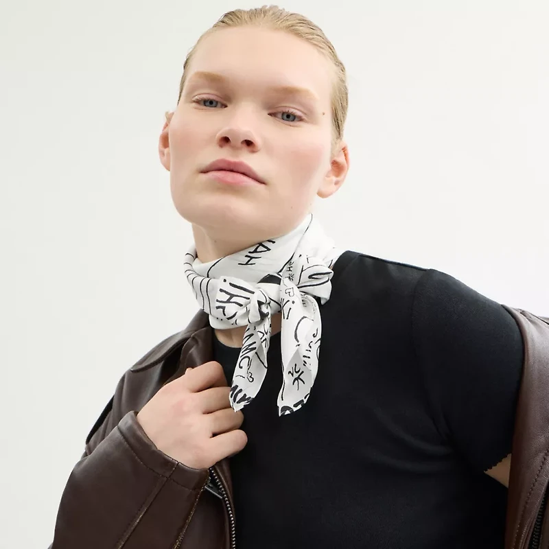 Coach X Peanuts Newspaper Print Silk Square Scarf