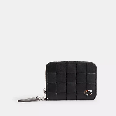 Zip Around Wallet In Checkerboard Upcrafted Leather