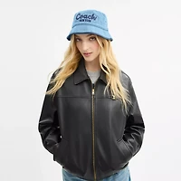 Coach Script Embroidered Denim Bucket Hat