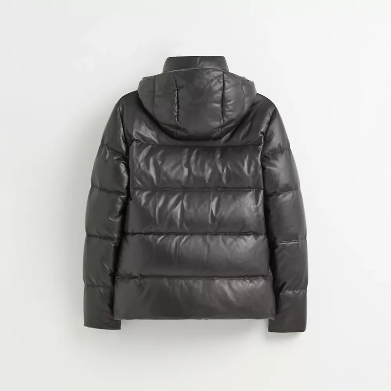 Restored Leather Puffer Jacket