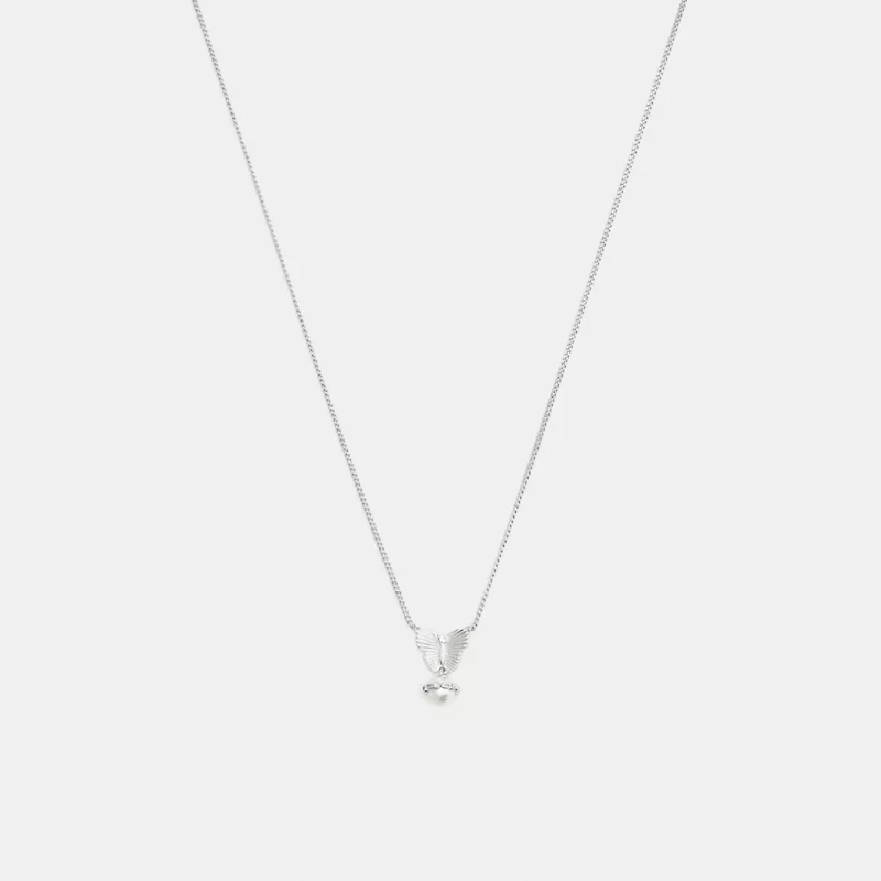 Butterfly Pearl Pendant Necklace
