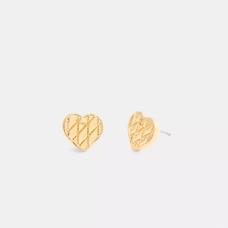 Quilted Heart Stud Earrings