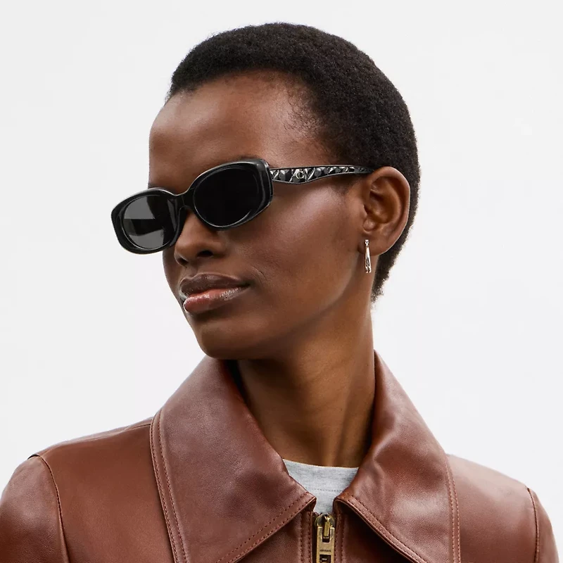 Quilted Oval Rectangle Sunglasses