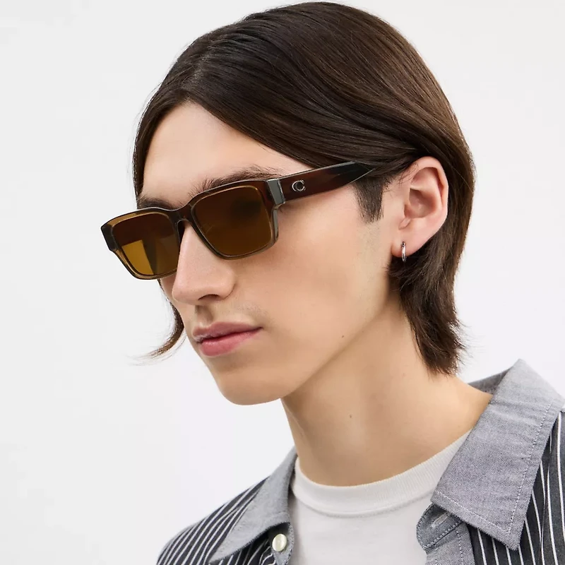 Maxi Sculpted C Narrow Square Sunglasses