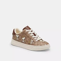 Coach X Peanuts High Line Sneaker Signature Canvas With Snoopy Print