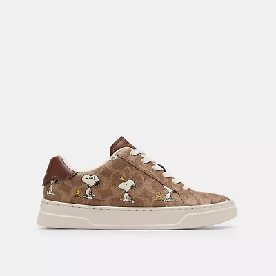 Coach X Peanuts High Line Sneaker Signature Canvas With Snoopy Print