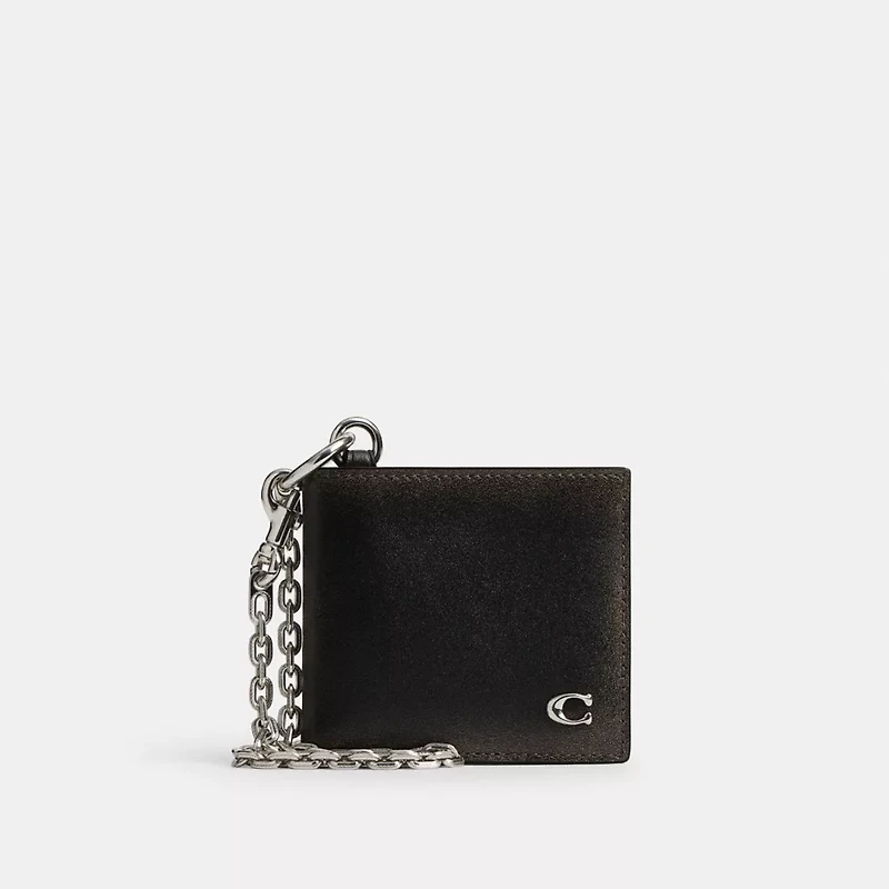Double Billfold Wallet With Chain In Loved Leather