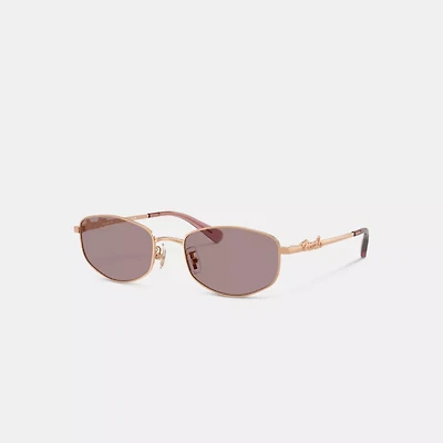 Coach Script Metal Narrow Rectangle Sunglasses