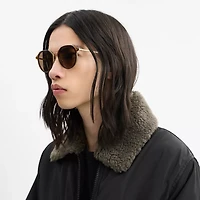 Textured Metal Round Sunglasses