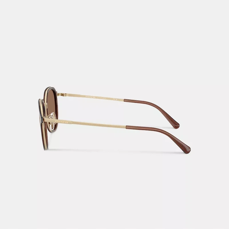 Textured Metal Round Sunglasses