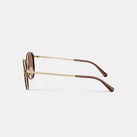 Textured Metal Round Sunglasses