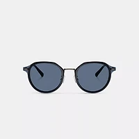 Textured Metal Round Sunglasses