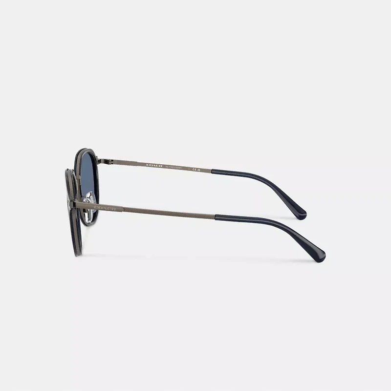 Textured Metal Round Sunglasses