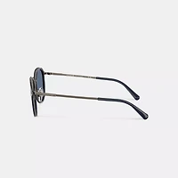 Textured Metal Round Sunglasses