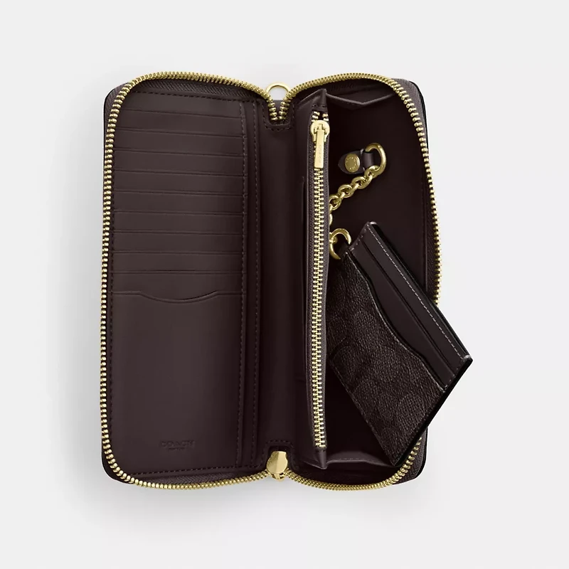 Long Zip Around Wallet With Detachable Card Case Signature Canvas