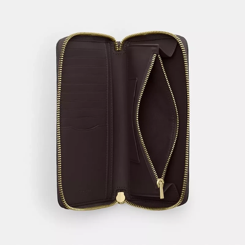 Long Zip Around Wallet With Detachable Card Case Signature Canvas