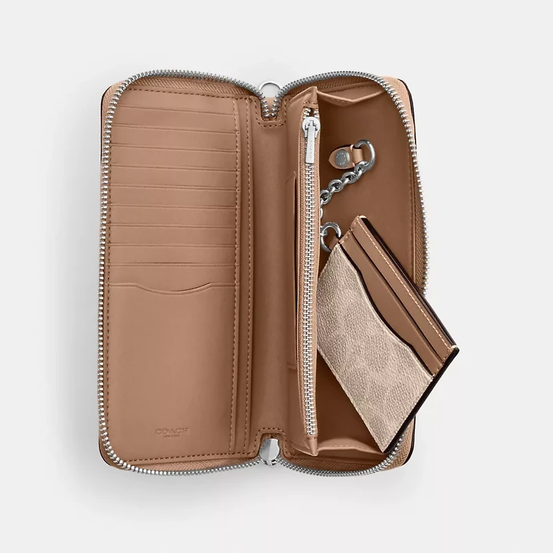 Long Zip Around Wallet With Detachable Card Case In Signature Canvas