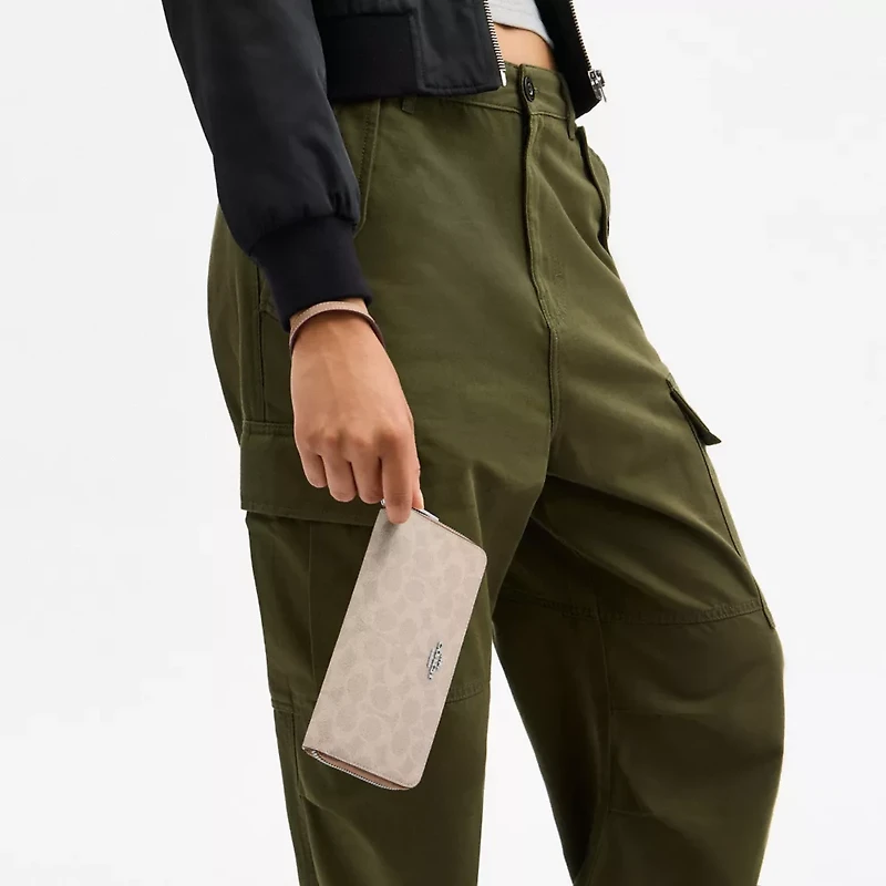 Long Zip Around Wallet With Detachable Card Case In Signature Canvas