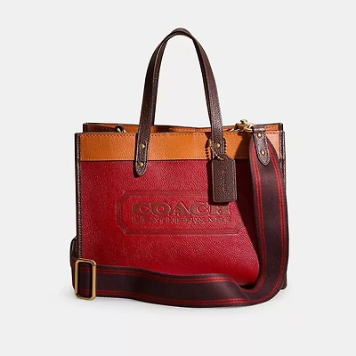Restored Field Tote 30 Colorblock With Coach Badge.