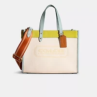 Restored Field Tote 30 In Colorblock With Coach Badge.