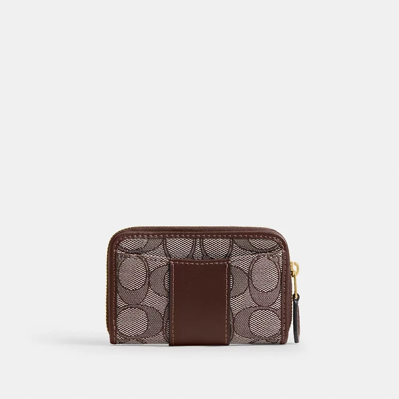 Essential Small Zip Around Card Case In Signature Jacquard