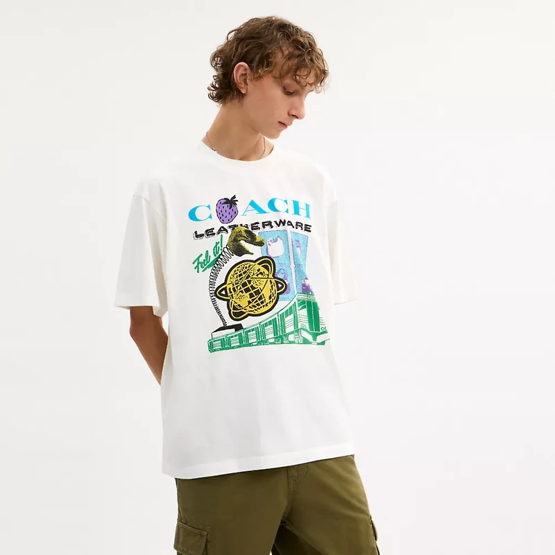 Collage Train Relaxed T Shirt Organic Cotton