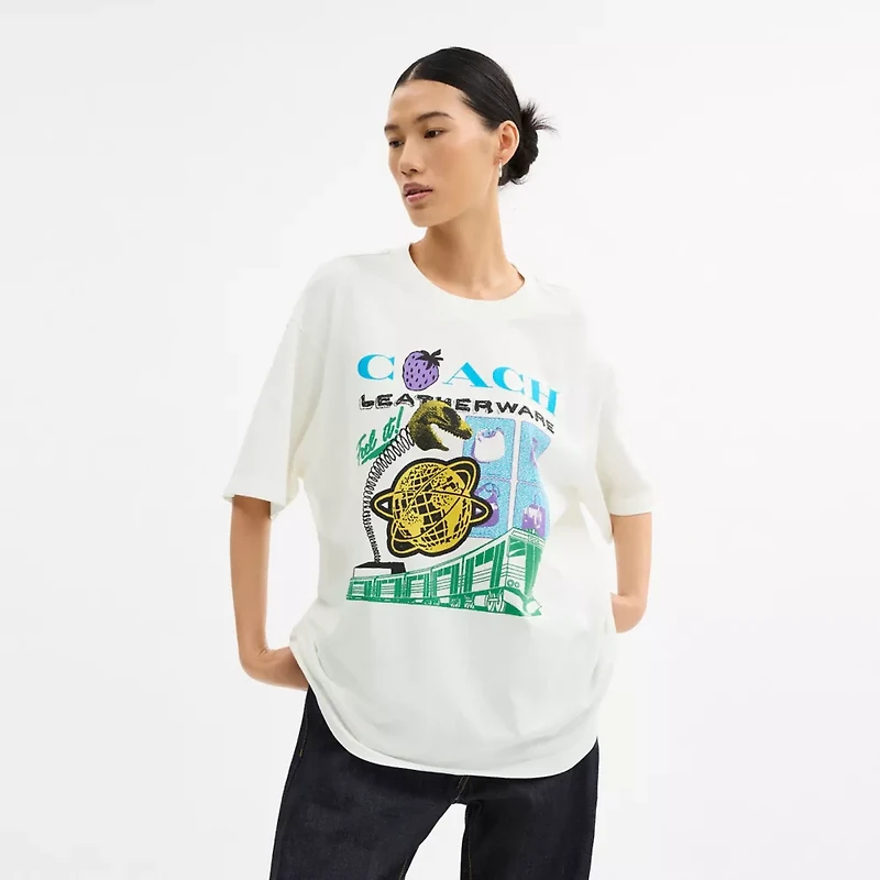 Collage Train Relaxed T Shirt Organic Cotton