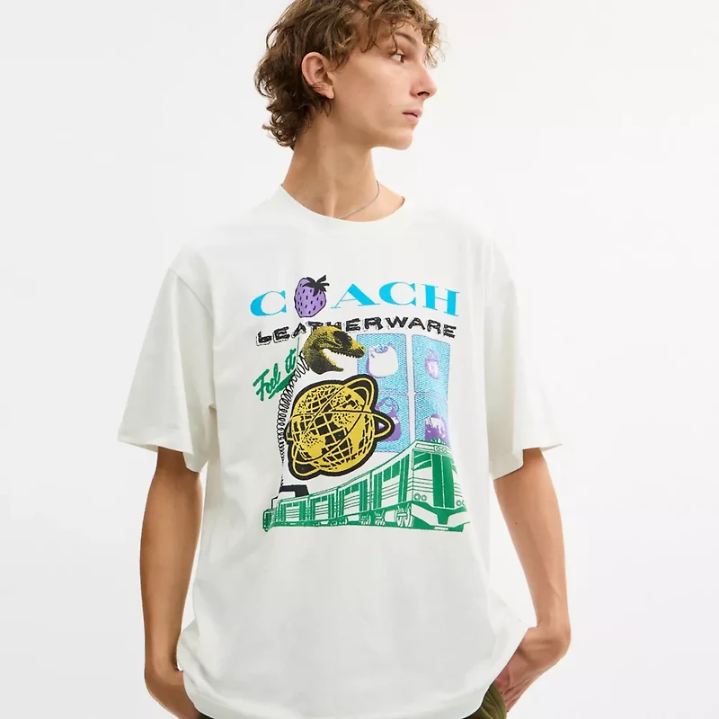 Collage Train Relaxed T Shirt Organic Cotton