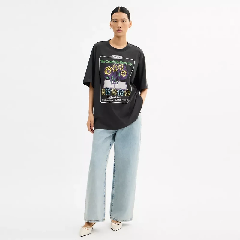 Collage Flower Relaxed T Shirt Organic Cotton