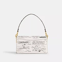 Coach X Peanuts Tabby Shoulder Bag 26 With Newspaper Print