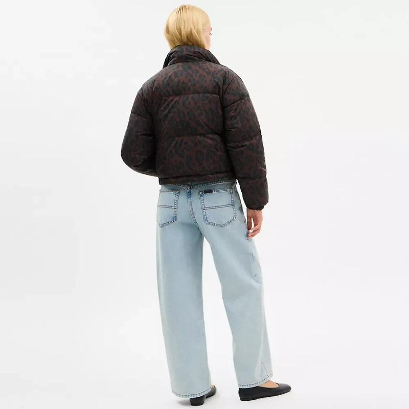 Leopard Print Reversible Puffer Jacket Recycled Polyamide