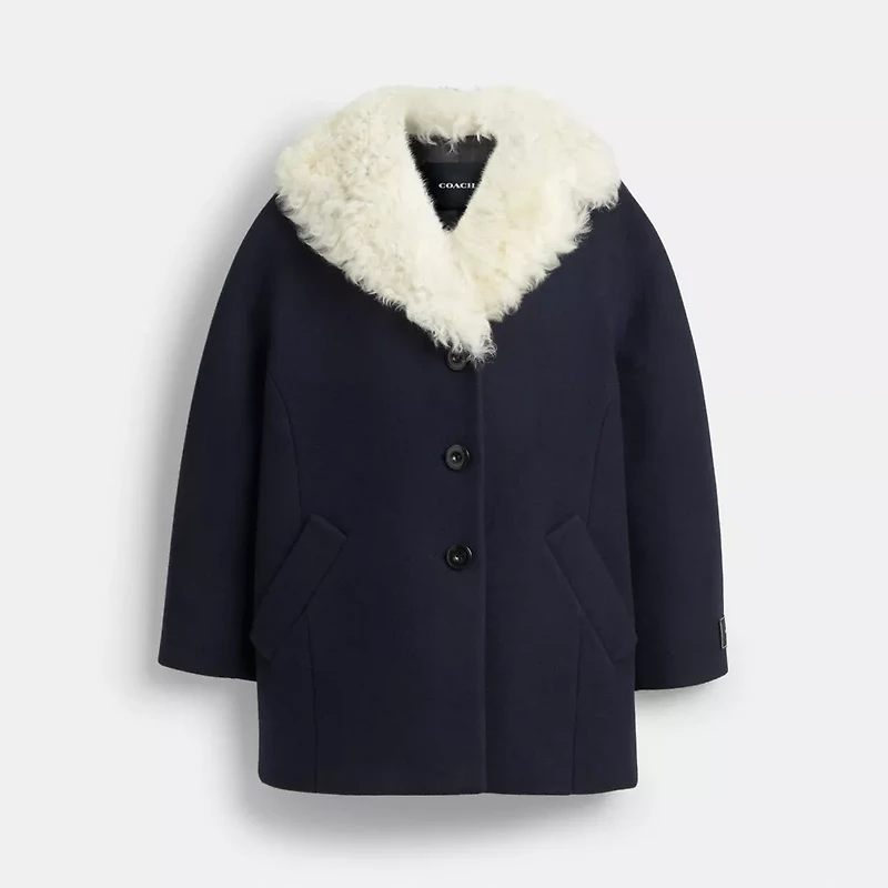 Wool Coat With Shearling Collar