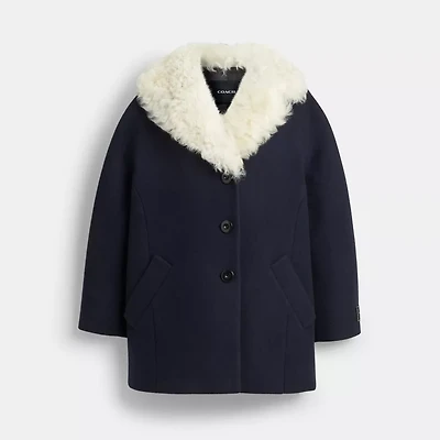 Wool Coat With Shearling Collar