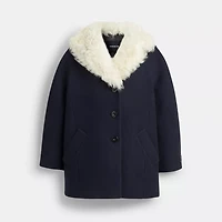 Wool Coat With Shearling Collar