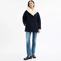 Wool Coat With Shearling Collar