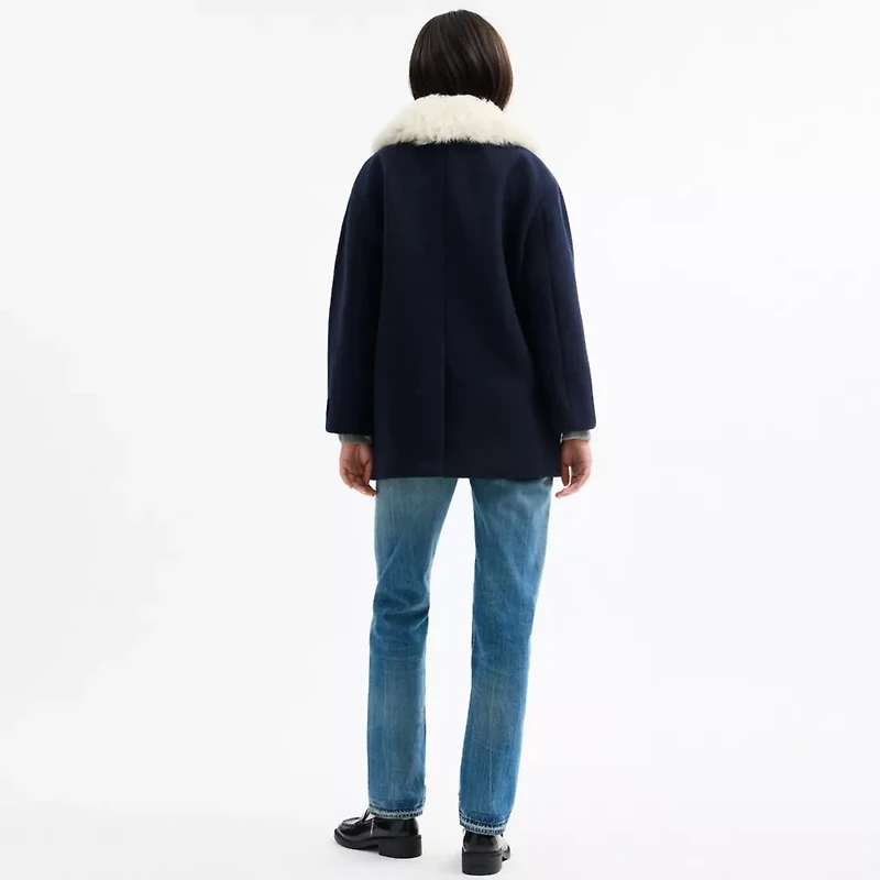 Wool Coat With Shearling Collar
