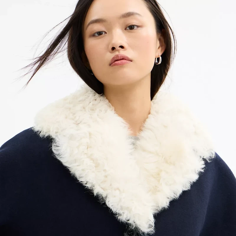 Wool Coat With Shearling Collar