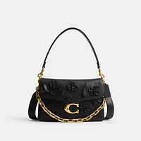 Chain Tabby Shoulder Bag With Floral Embellishment