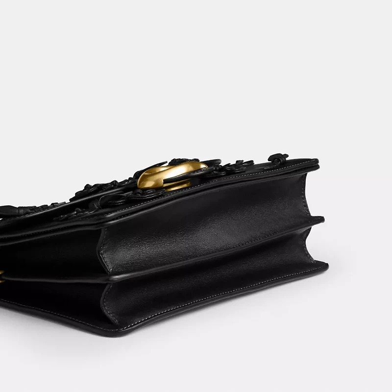 Chain Tabby Shoulder Bag With Floral Embellishment