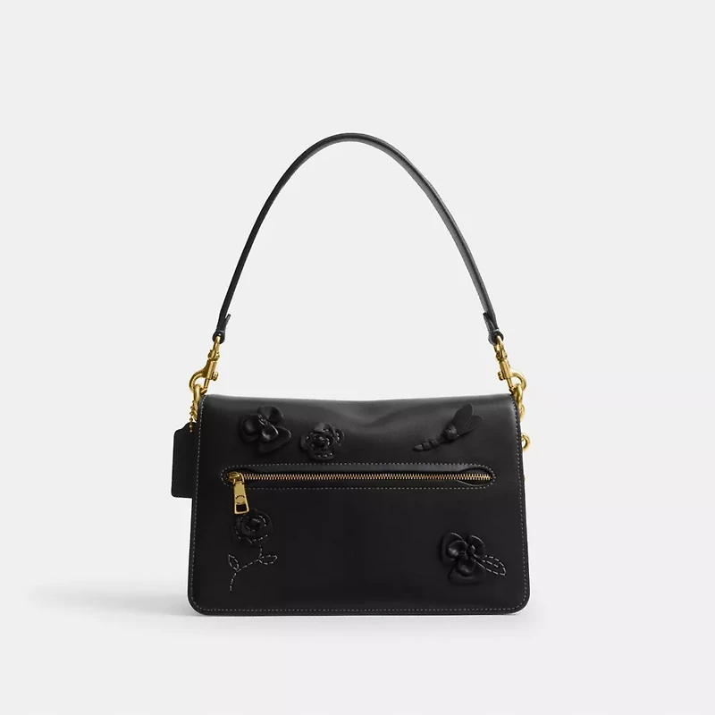 Chain Tabby Shoulder Bag With Floral Embellishment