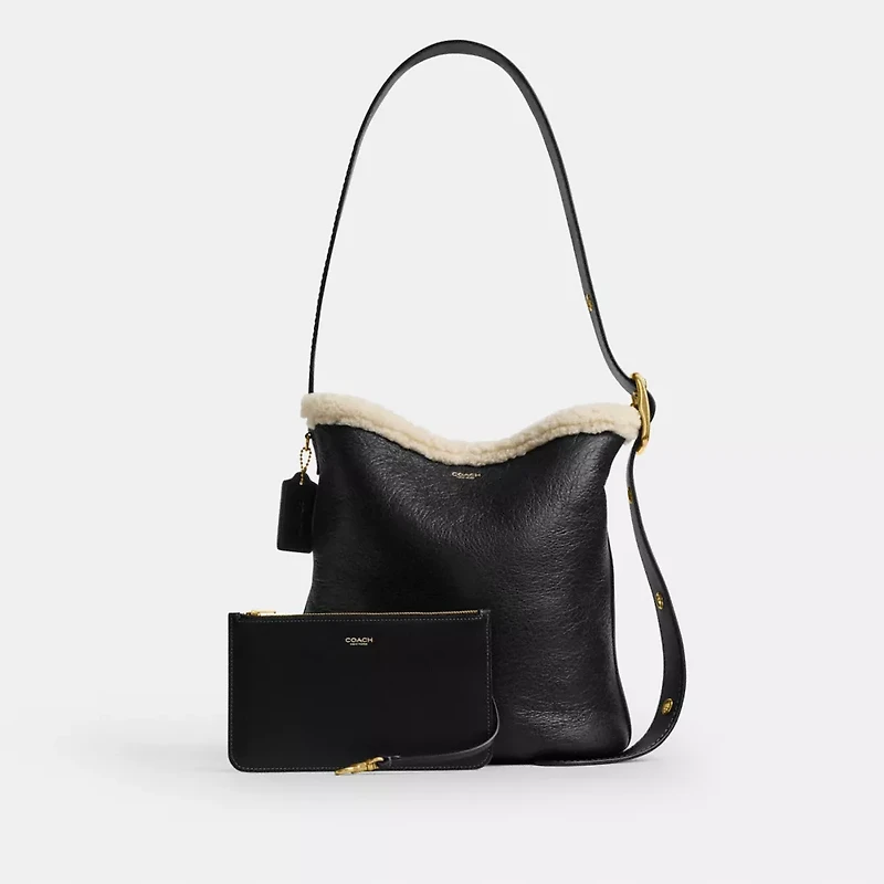 Bleecker Bucket Bag In Shearling