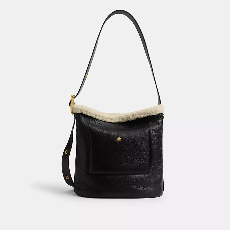 Bleecker Bucket Bag In Shearling