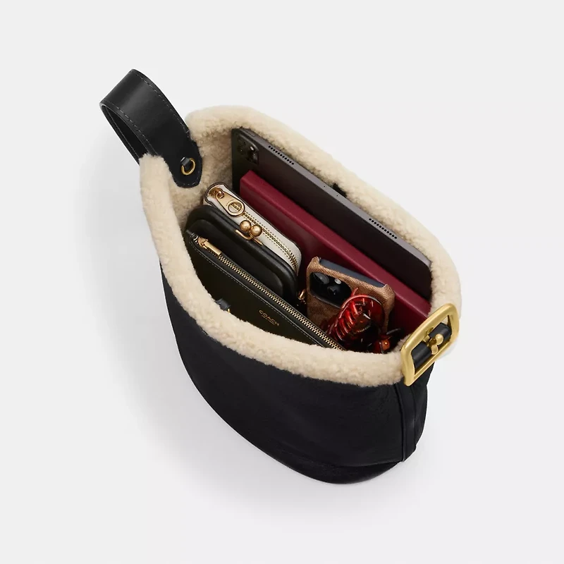 Bleecker Bucket Bag In Shearling