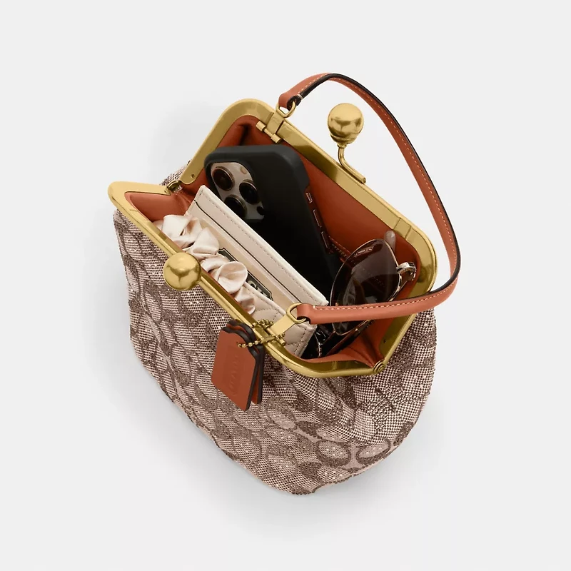Kisslock Frame Bag 16 In Crystal Signature Jacquard