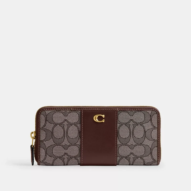Essential Slim Accordion Zip Wallet In Signature Jacquard